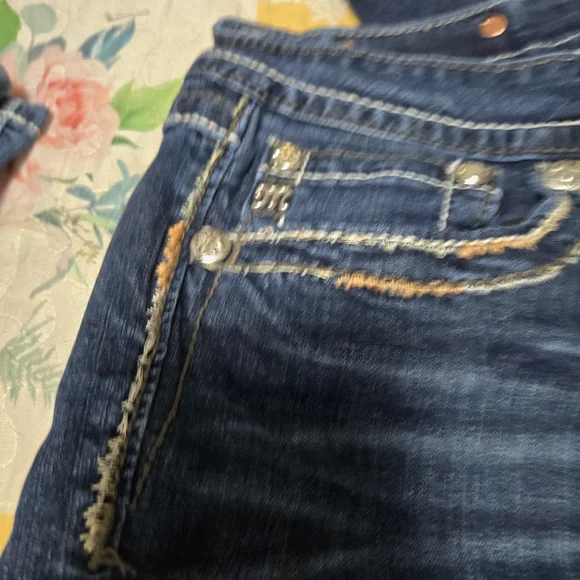 Miss Me Dark Blue Skinny Jeans with Silver Accents - Picture 6 of 11